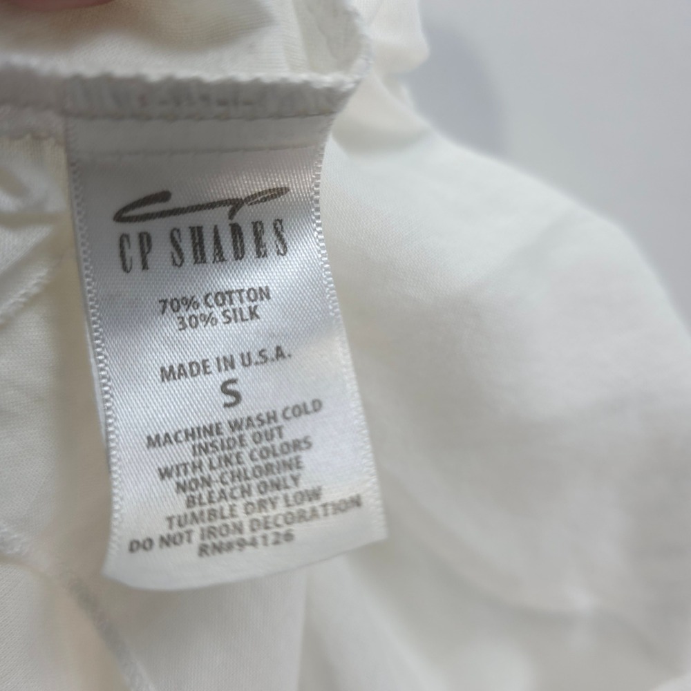 CP Shades Off White Dress Women S Cotton Silk Tie Waist Quiet Luxury Feminine - Picture 12 of 14